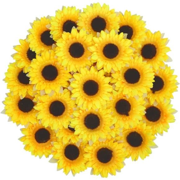 32pcs 3.5" Fake Sunflowers, Artificial Sunflower Heads, Faux Silk Sunflower - Picture 1 of 7